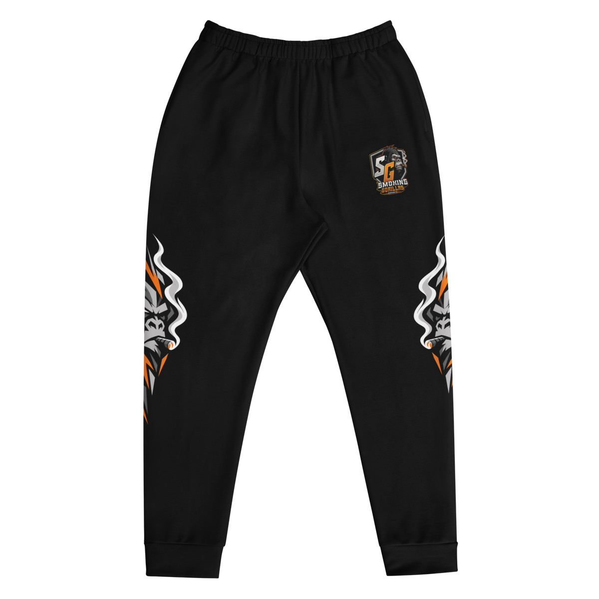 SMOKING GORILLAS - Crew Jogger 2026 – Vorderansicht im schwarz-orangen Teamdesign