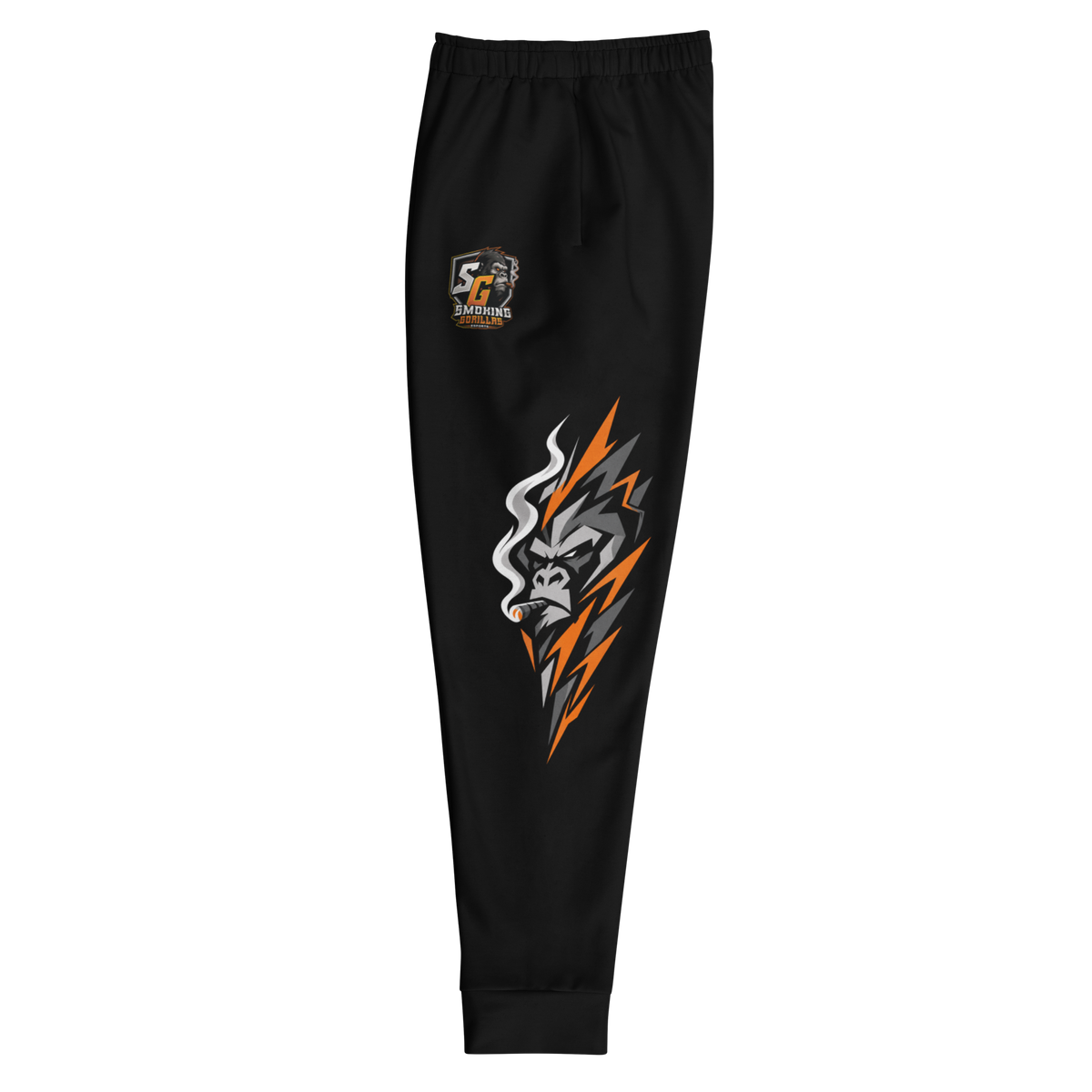 SMOKING GORILLAS - Crew Jogger 2026 – linke Ansicht im schwarz-orangen Teamdesign