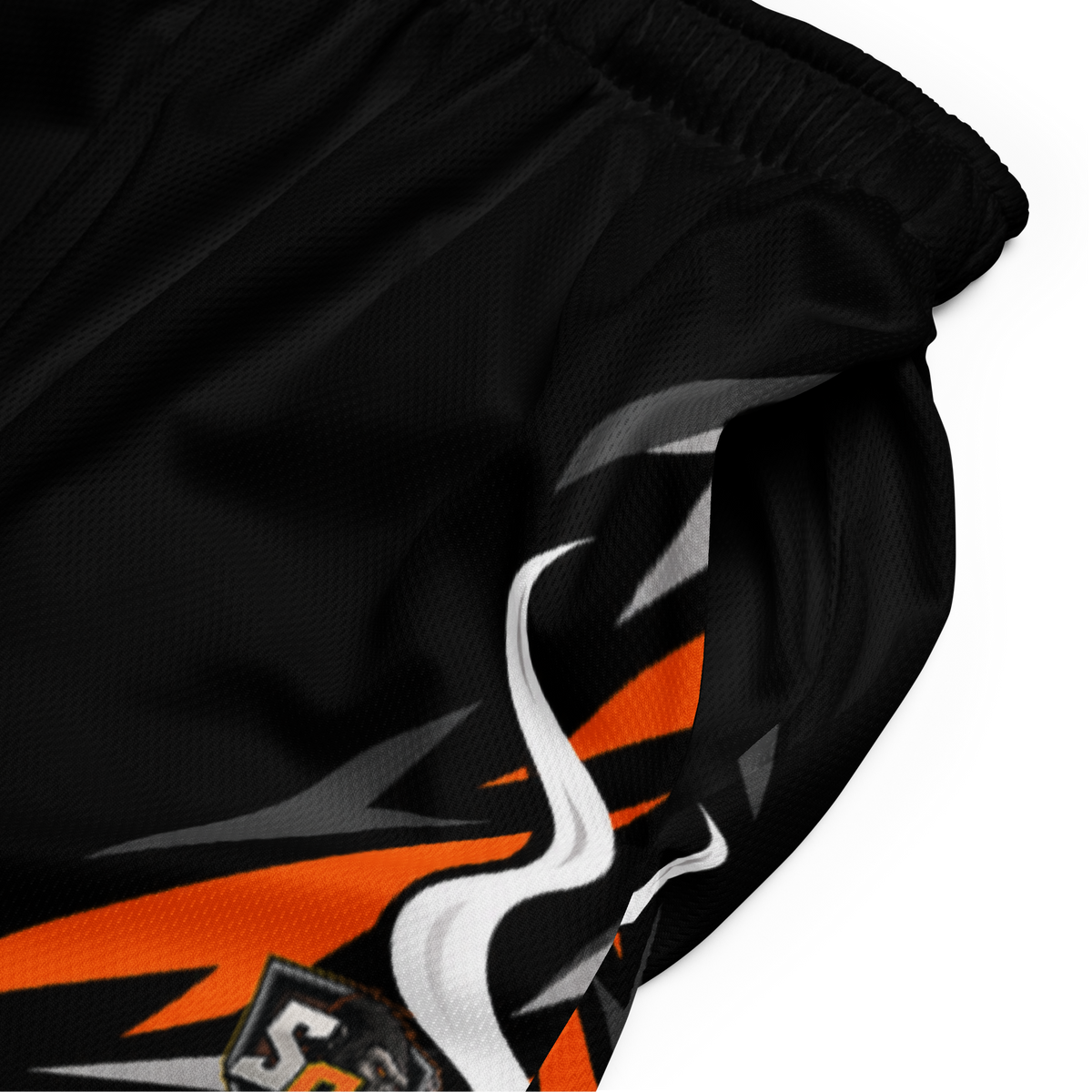 SMOKING GORILLAS - Crew Shorts 2026 – Produktansicht im schwarz-orangen Teamdesign