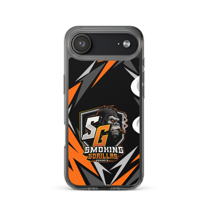 SMOKING GORILLAS Clearcase Handyhülle für iPhone 17 Air – am Smartphone, schwarz-oranges Teamdesign