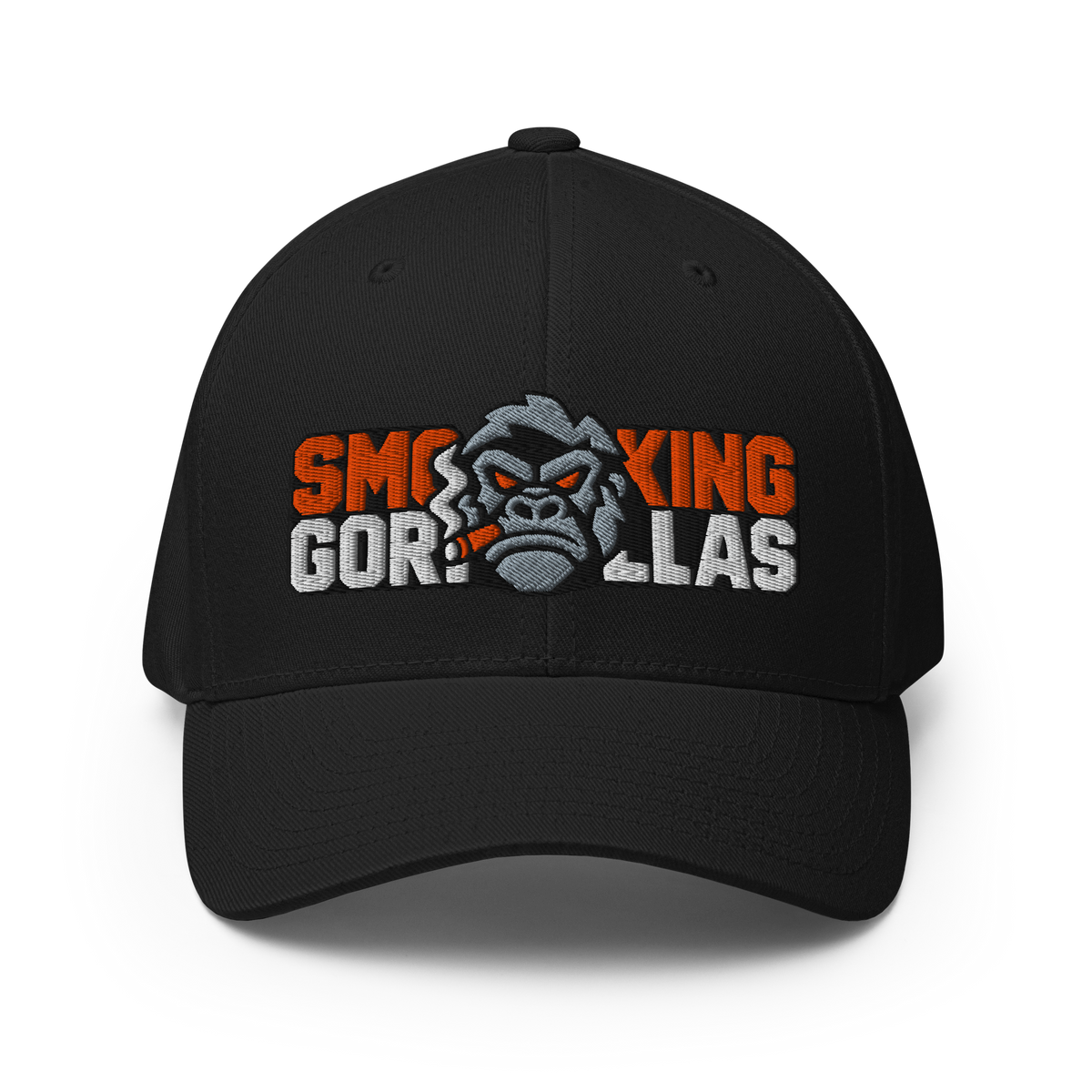 SMOKING GORILLAS - Flexfit Cap in Schwarz – Rückansicht