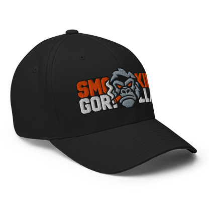 SMOKING GORILLAS - Flexfit Cap in Schwarz – Vorderansicht von rechts