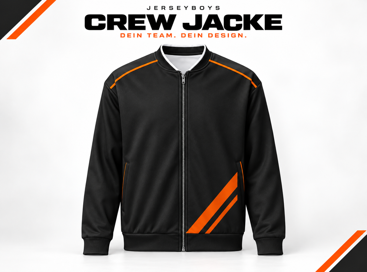 CREW JACKET – JERSEYBOYS hero artwork in black and orange.