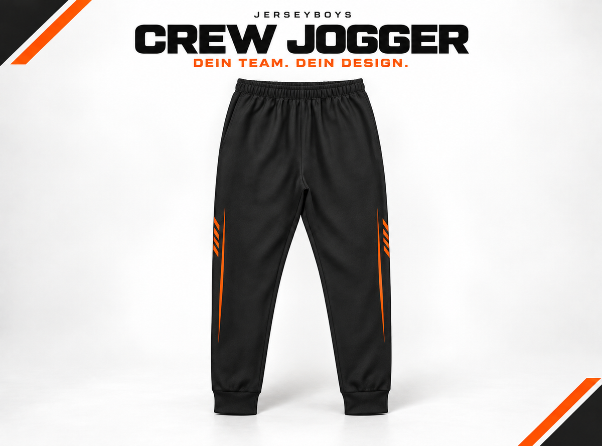 CREW JOGGER – JERSEYBOYS hero artwork in black and orange.