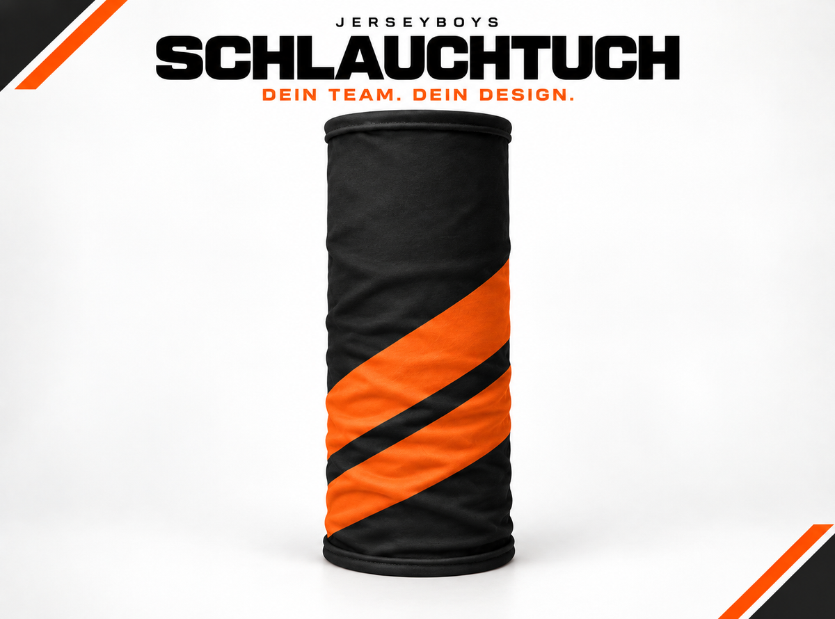 NECK GAITER – JERSEYBOYS hero artwork in black and orange.
