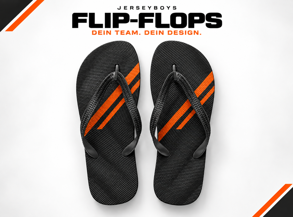 FLIP-FLOPS – JERSEYBOYS hero artwork in black and orange.