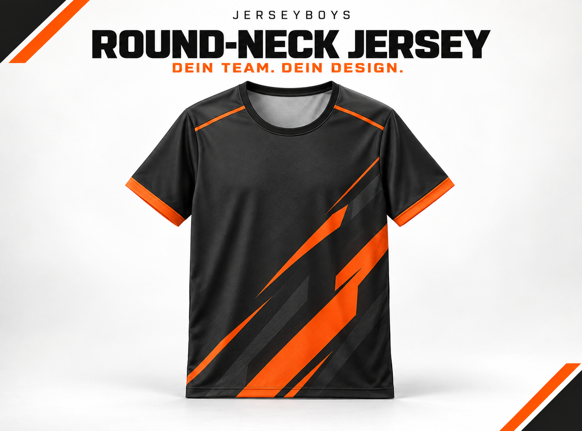 ROUND-NECK JERSEY – JERSEYBOYS hero artwork in black and orange.