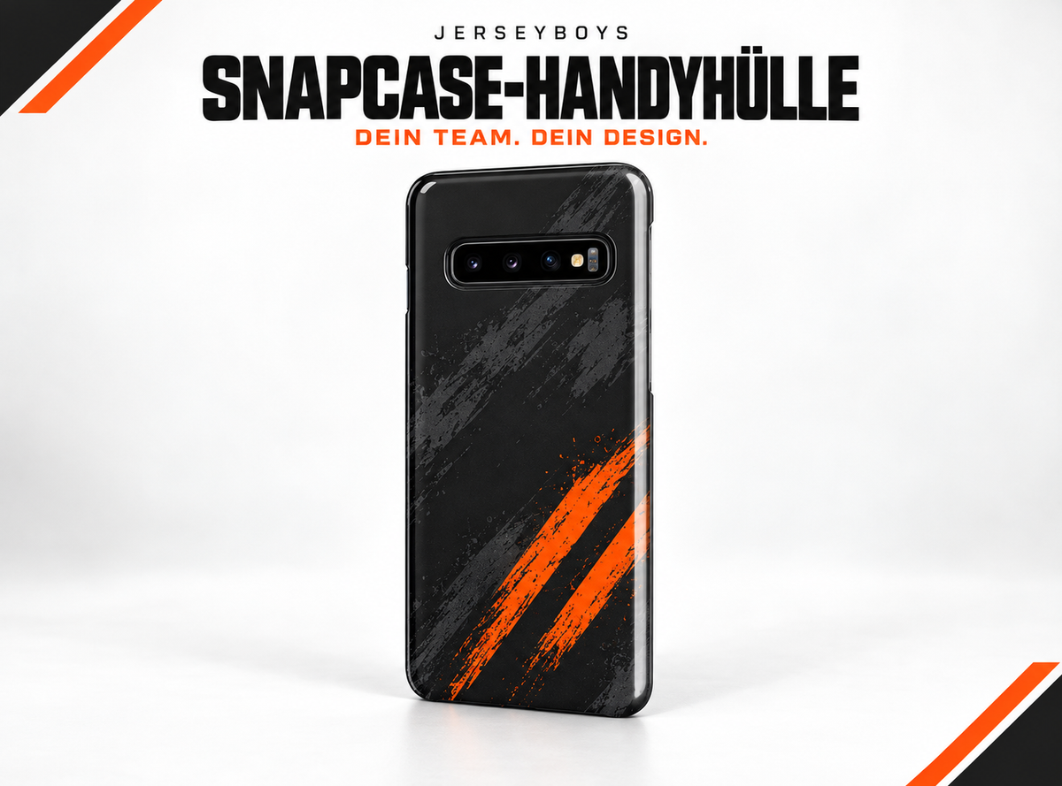 SNAPCASE PHONE CASE – JERSEYBOYS hero artwork in black and orange.