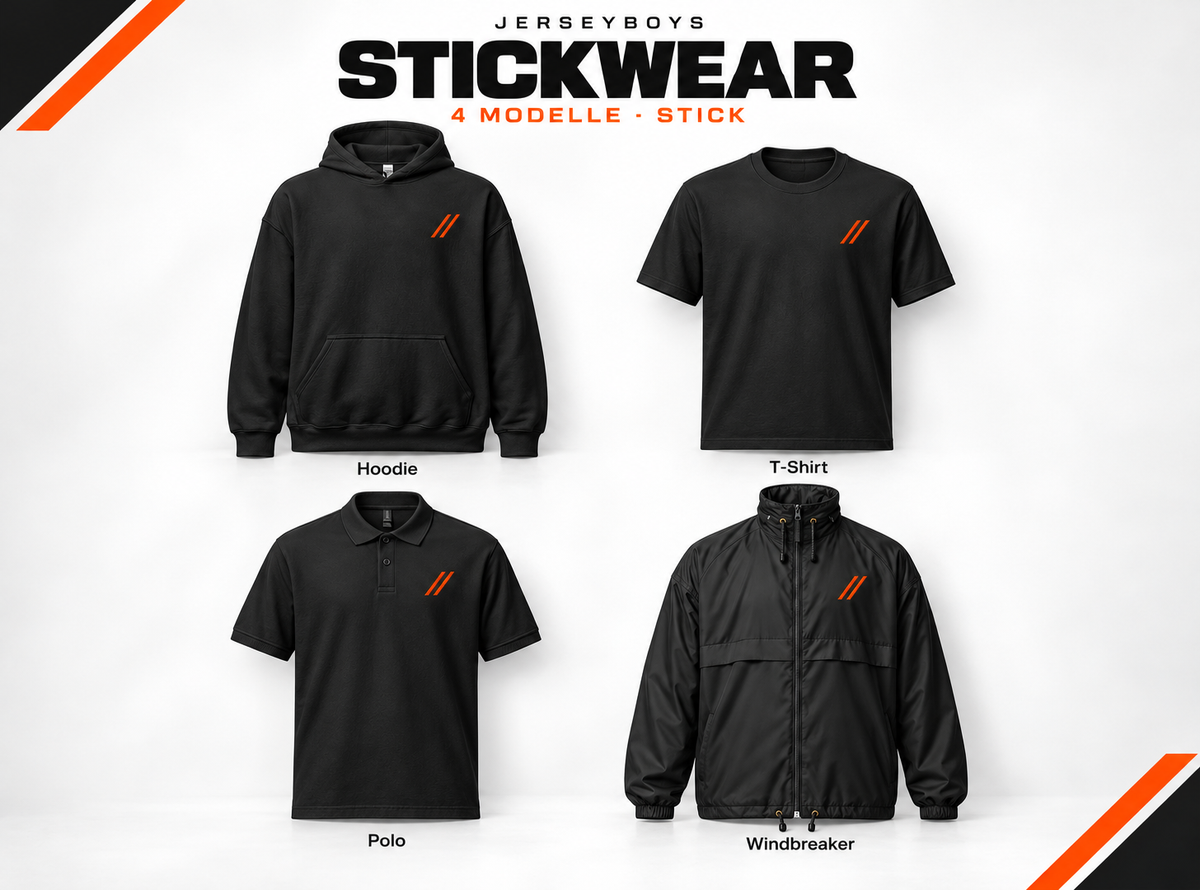 Embroidered wear – overview with a hoodie, T-shirt, polo and windbreaker.
