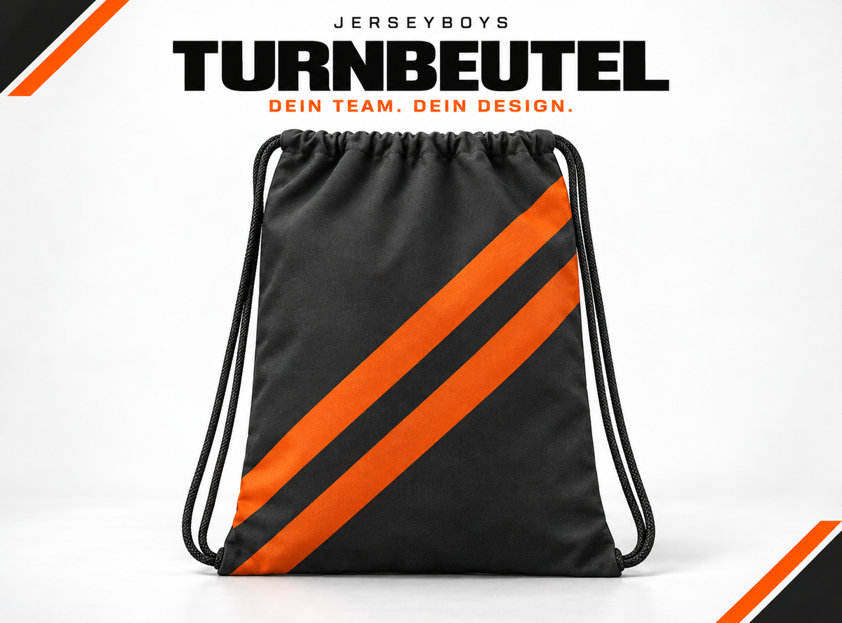 DRAWSTRING BAG – JERSEYBOYS hero artwork in black and orange.
