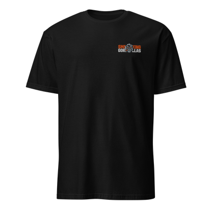SMOKING GORILLAS - Sticklogo Shirt in Schwarz – Vorderansicht mit gesticktem Teamlogo