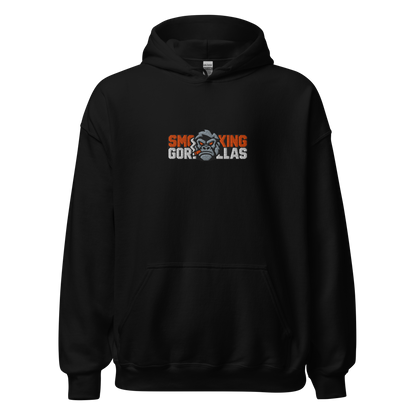 SMOKING GORILLAS - Sticklogo Hoodie in Schwarz – Vorderansicht mit gesticktem Teamlogo
