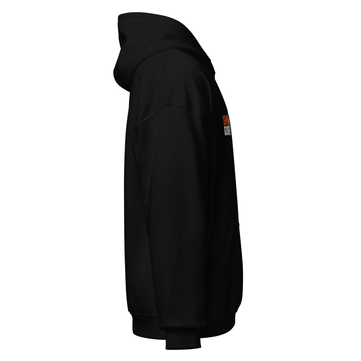 SMOKING GORILLAS - Sticklogo Hoodie in Schwarz – Seitenansicht rechts