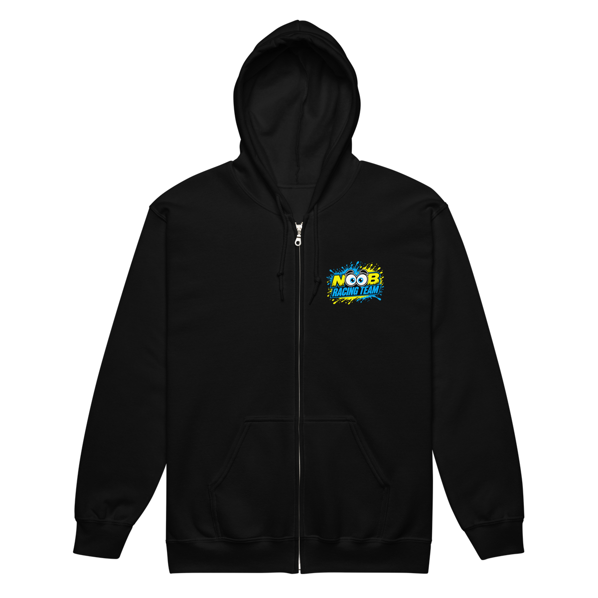 NOOB RACING TEAM Basic Zipper 2026 – Schwarz, Vorderansicht