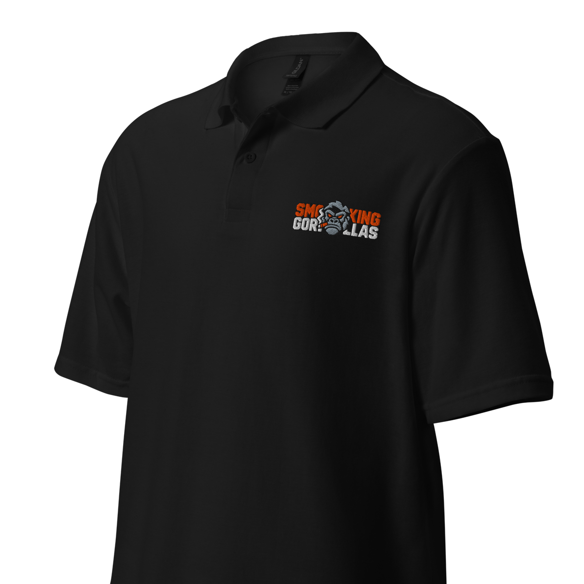 SMOKING GORILLAS - Sticklogo Poloshirt in Schwarz – Vorderansicht von links