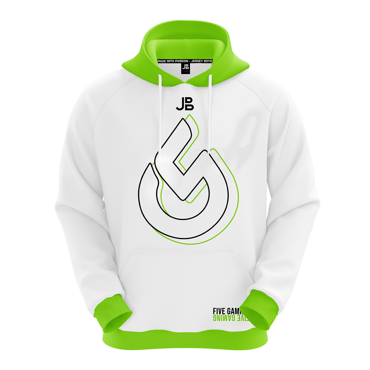 F!VE GAMING - Crew Hoodie 2021 White Iconic